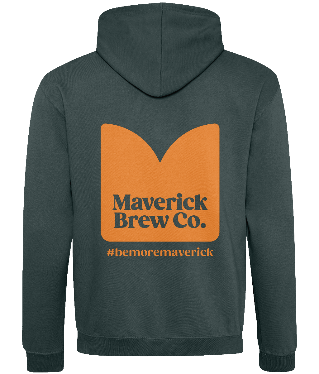 Maverick Brew Co Unisex Hoodie (Orange) Logo Front & back