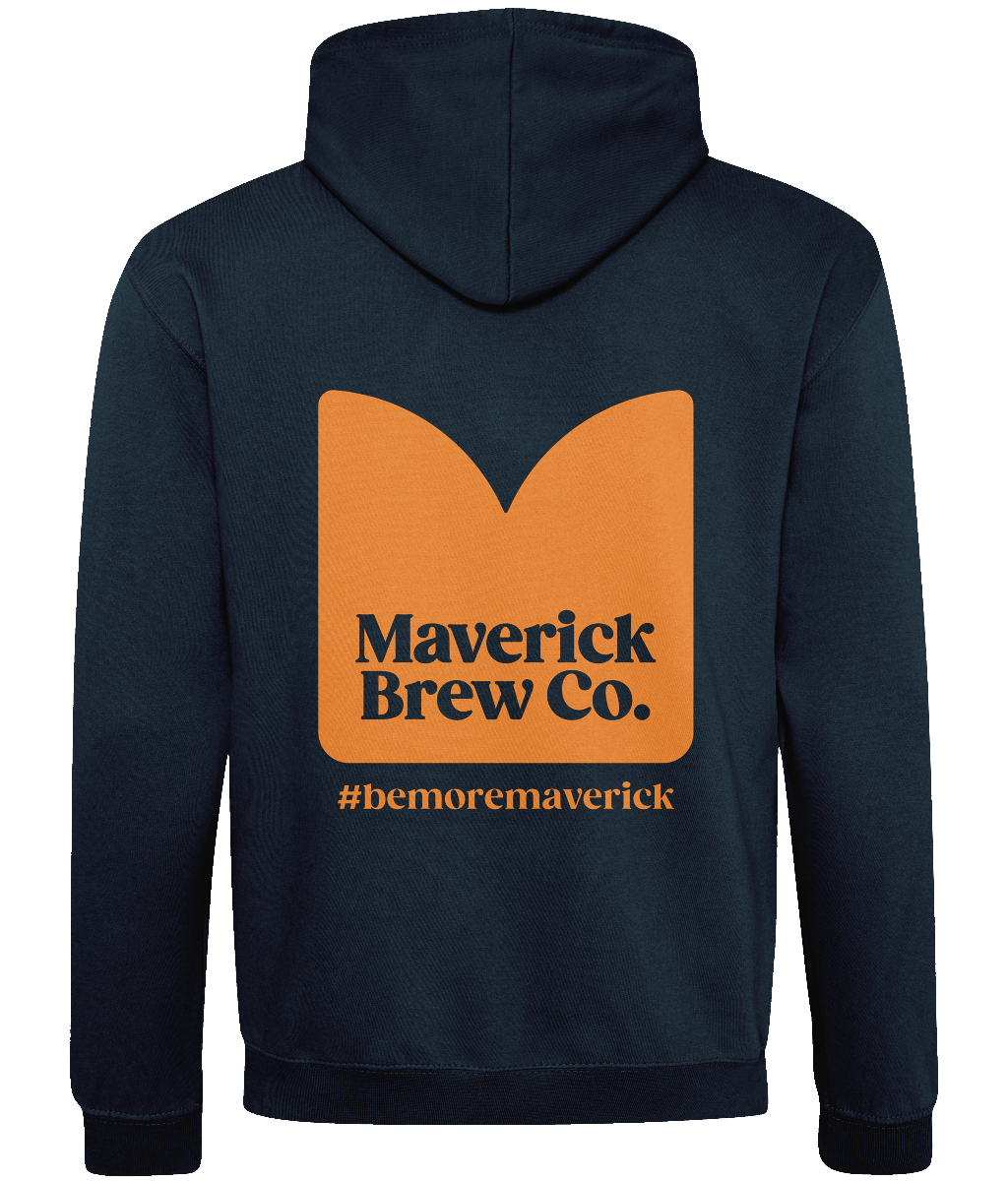 Maverick Brew Co Unisex Hoodie (Orange) Logo Front & back