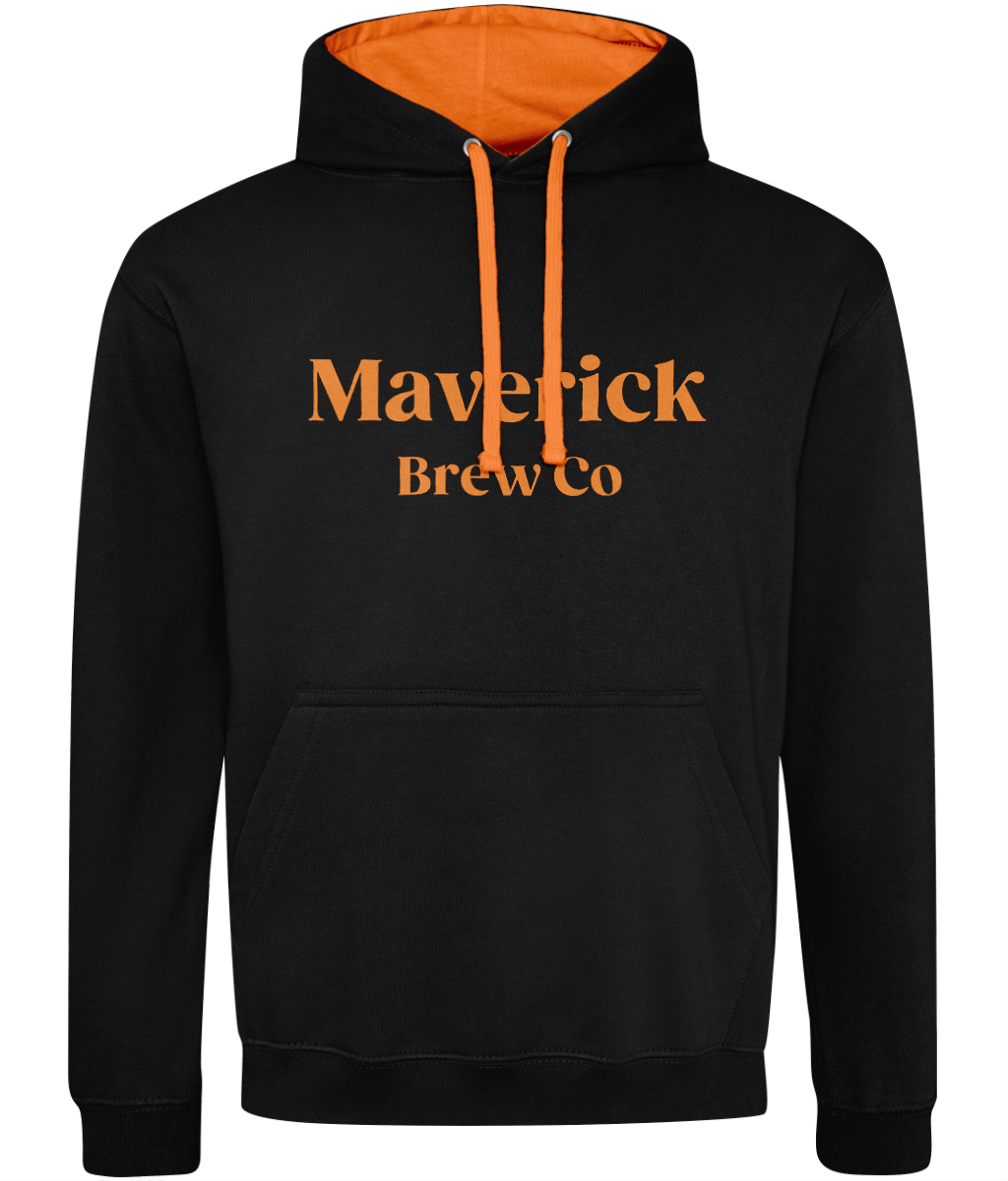 Maverick Brew Co Unisex Hoodie (Orange) Logo Front & back