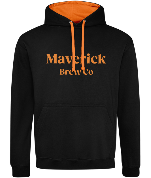 Maverick Brew Co Unisex Hoodie (Orange) Logo Front & back