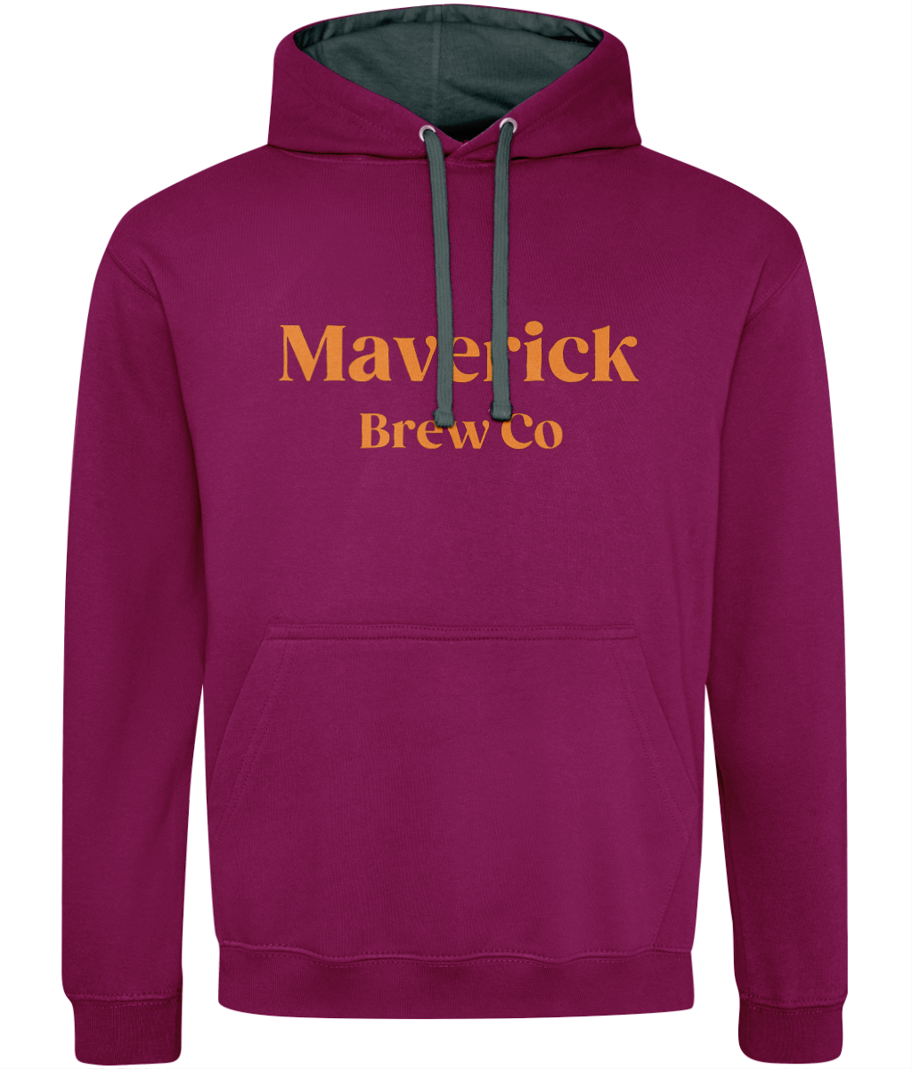 Maverick Brew Co Unisex Hoodie (Orange) Logo Front & back