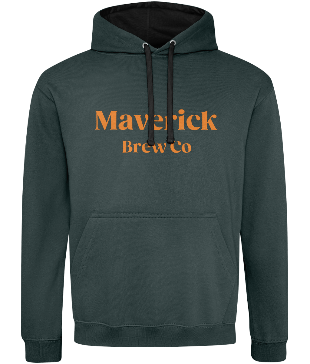 Maverick Brew Co Unisex Hoodie (Orange) Logo Front & back